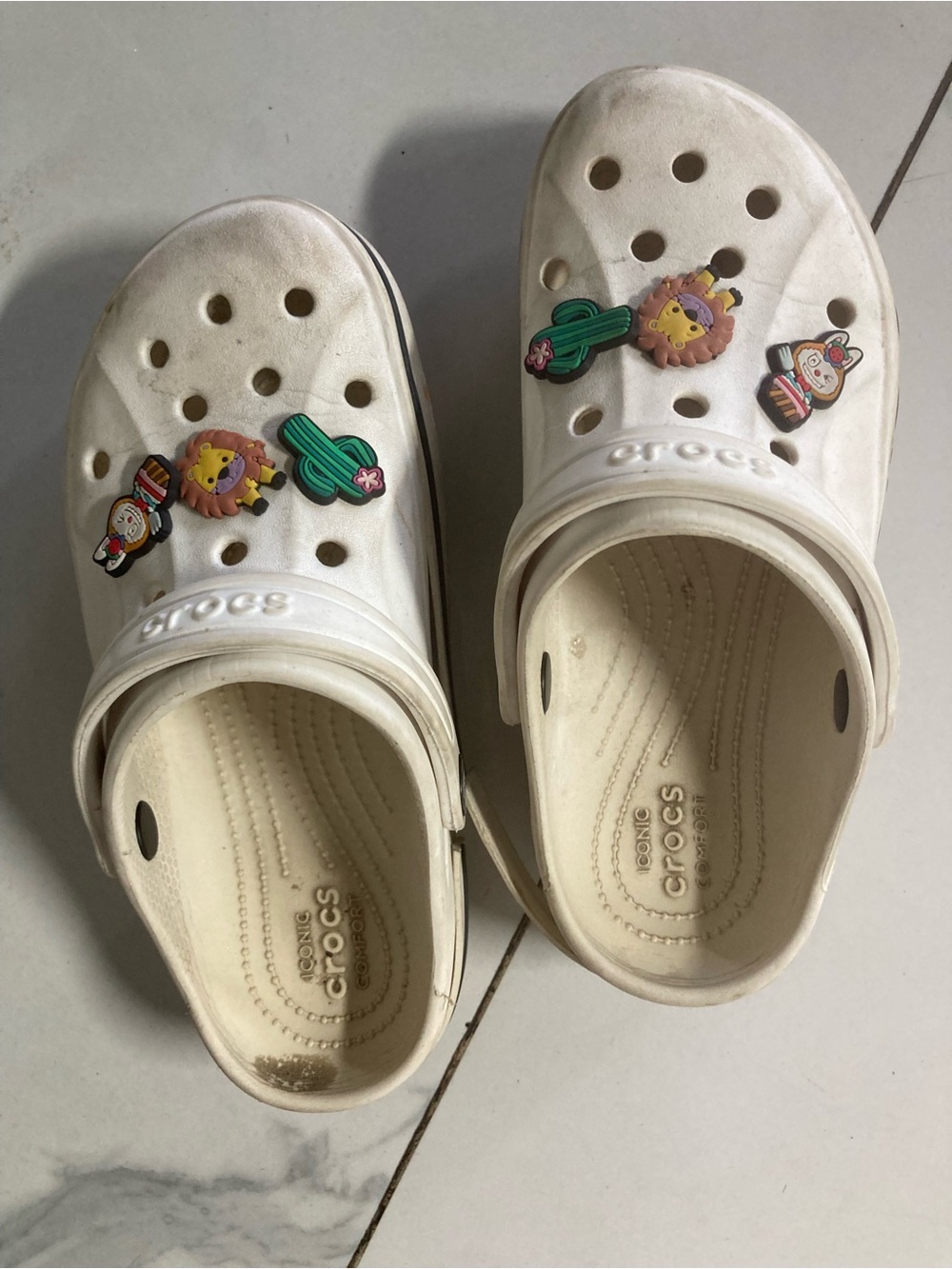 CROCS Kids White Classic Clogs with Playful Charms